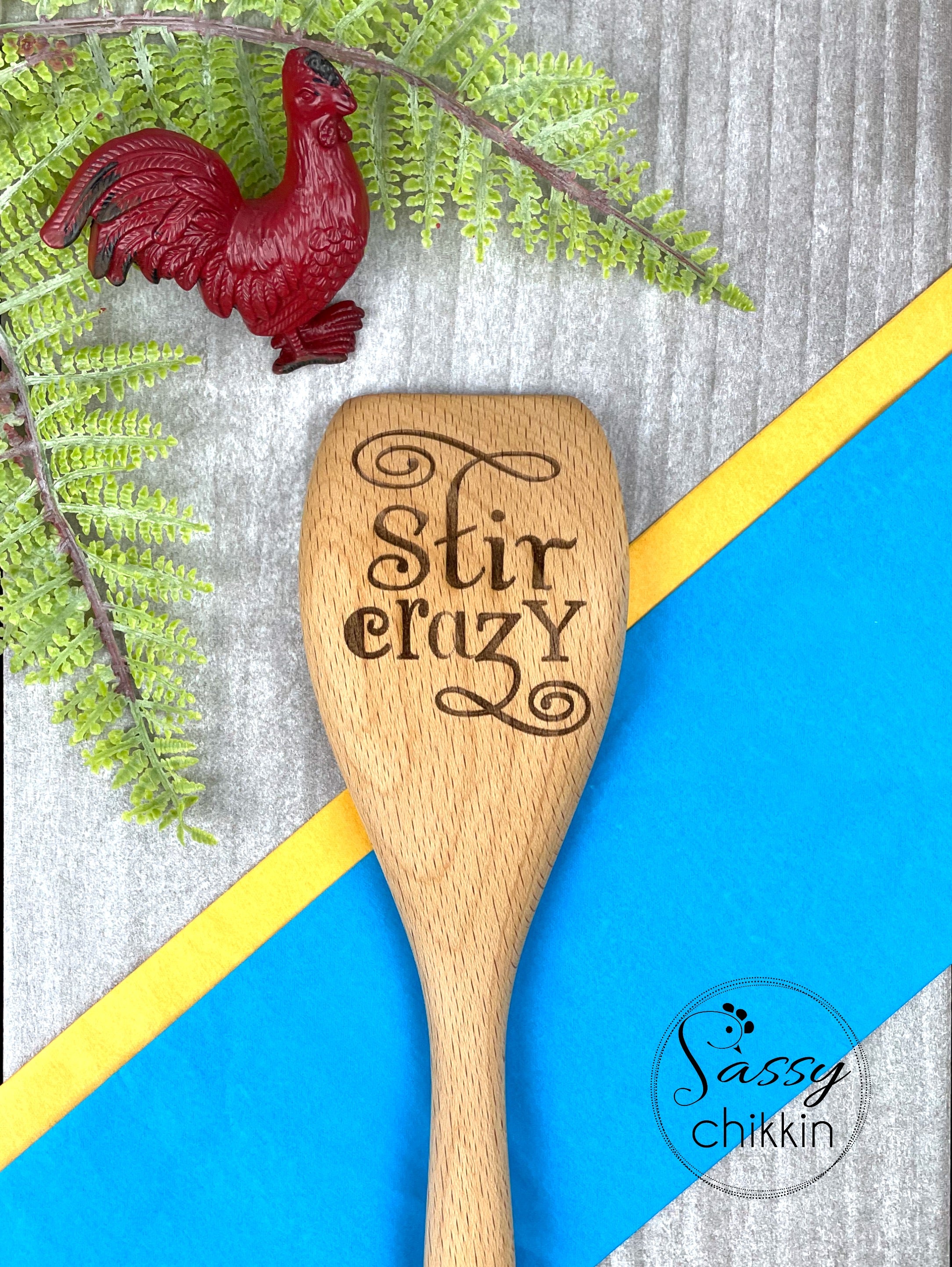 Stir Crazy funny wooden soup chili spoon, great gift for mom image 1