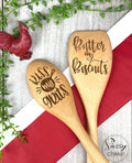 Kiss My Grits and Butter MyBiscuits Sassy wooden Spoon set image 0