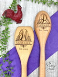 Personalized Initial Monogram Wooden Spoon, Established Anniversary year, Couple image 0