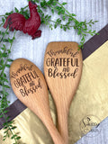 Thankful Grateful Blessed Wooden Spoon, Choice of Round or Square, Housewarming image 0