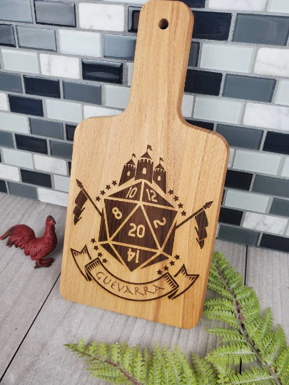 Personalized Dungeons & Dragons Cutting Board, DnD Dice Bread Board, Nerdy Gift image 2