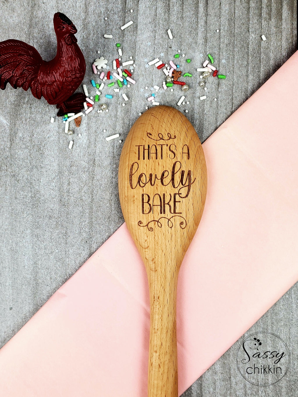 That's a Lovely Bake Wooden spoon for Great bakeoff baking show fans and bakers image 0