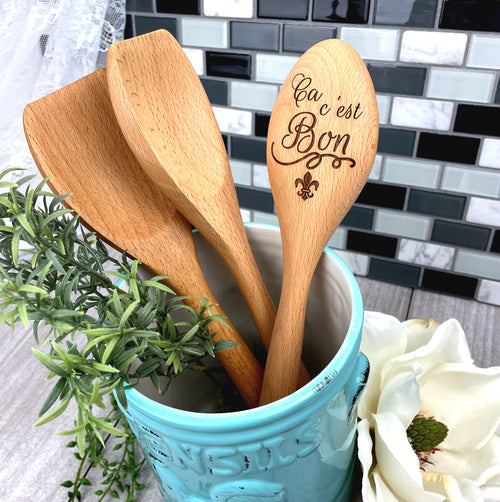Ca C'est Bon Cajun Cooking Spoon, French Cooking Wooden Spoon, Mardi Gras Gift image 1