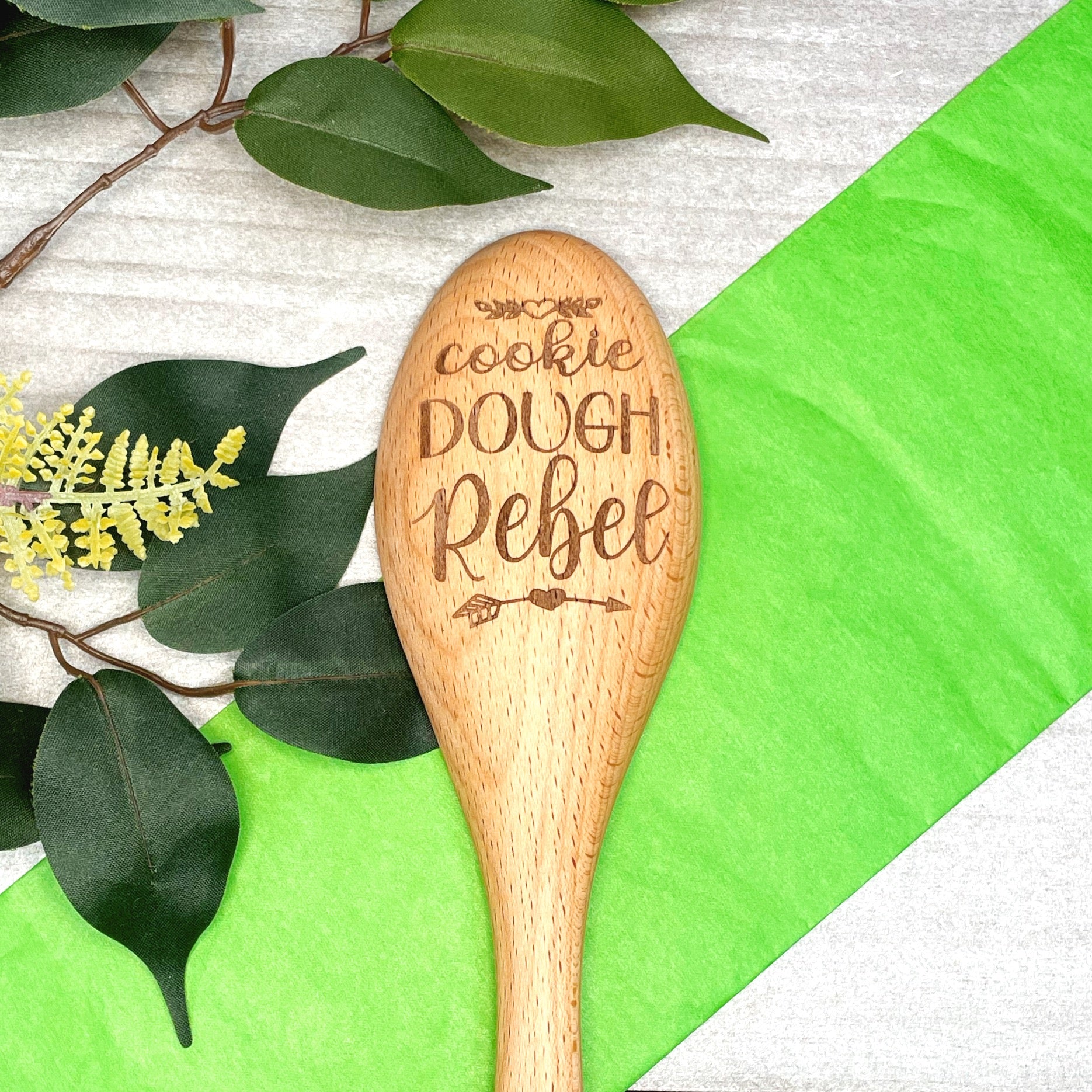Cookie Dough Rebel Wooden Baking Spoon, Funny Gift for Baker, Laser Engraved image 0