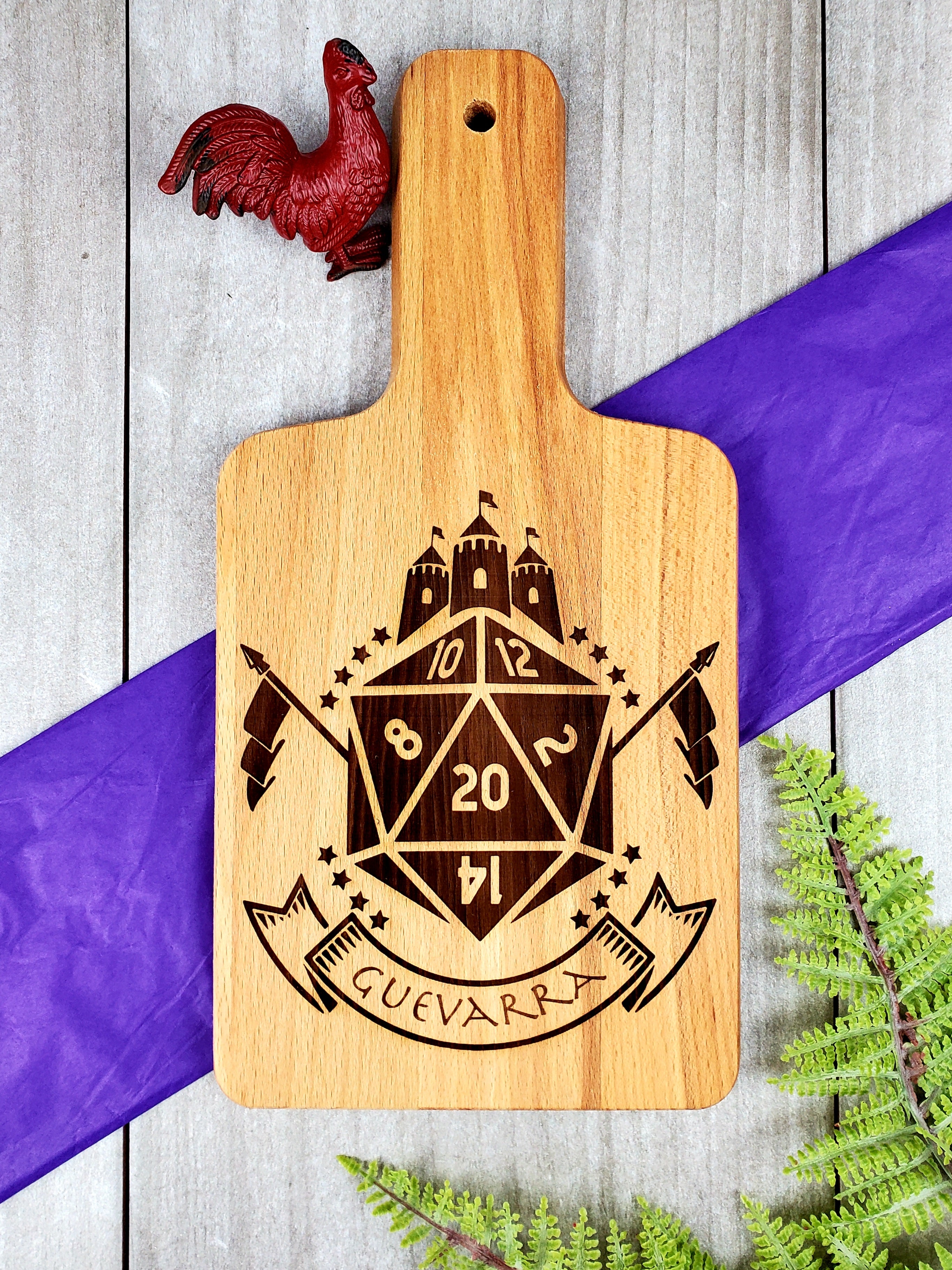 Personalized Dungeons & Dragons Cutting Board, DnD Dice Bread Board, Nerdy Gift image 0