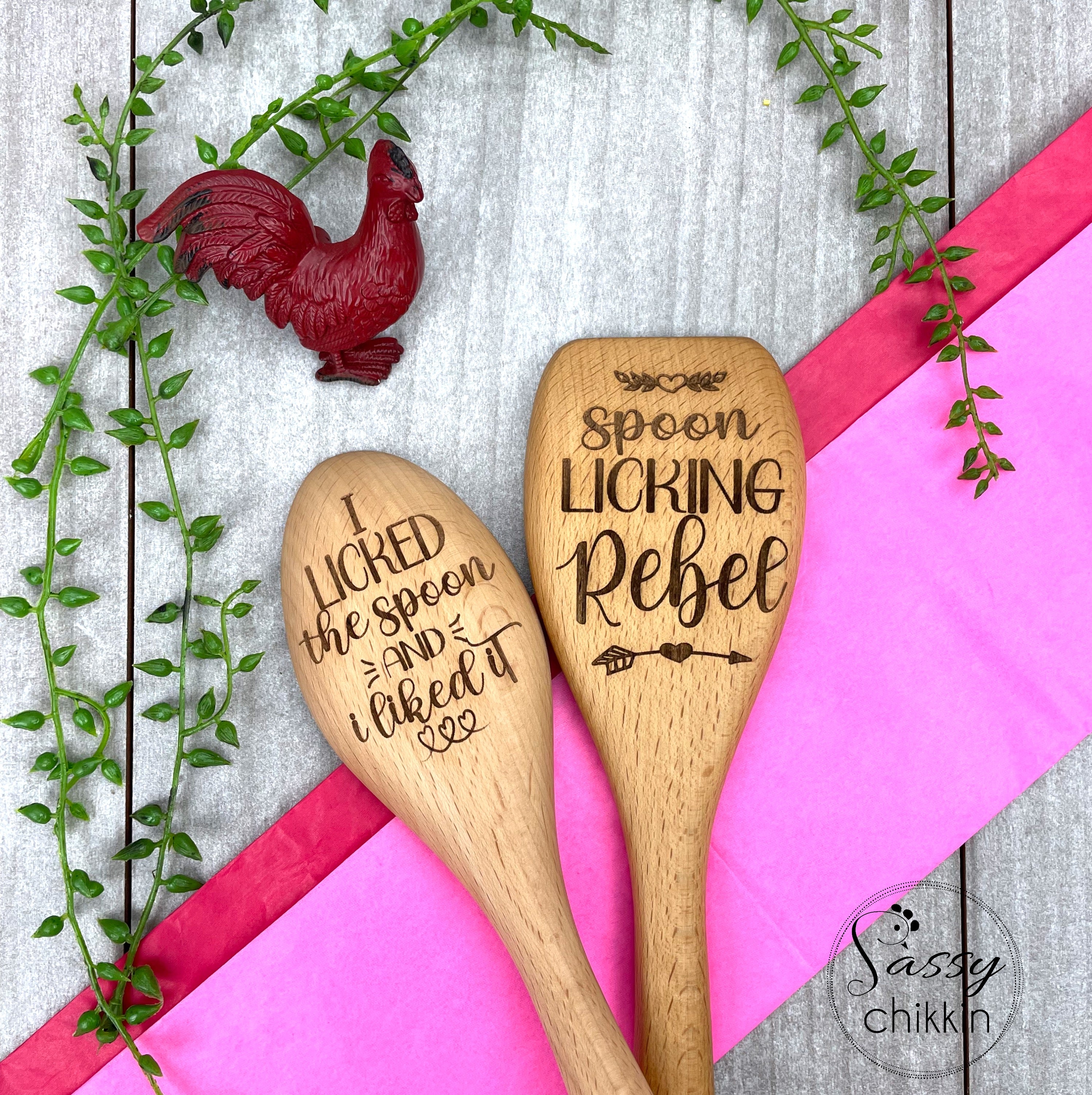 Spoon Licker Rebel set of two Wooden Spoons, I Licked the Spoon and I Liked It image 1