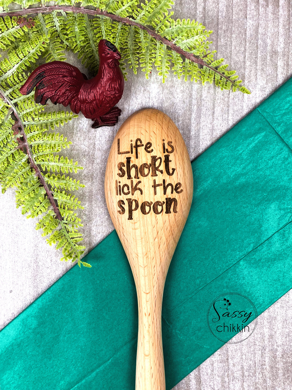 Life is Short Lick the Spoon Wooden Baking Spoon, Funny Kitchen Gift image 0
