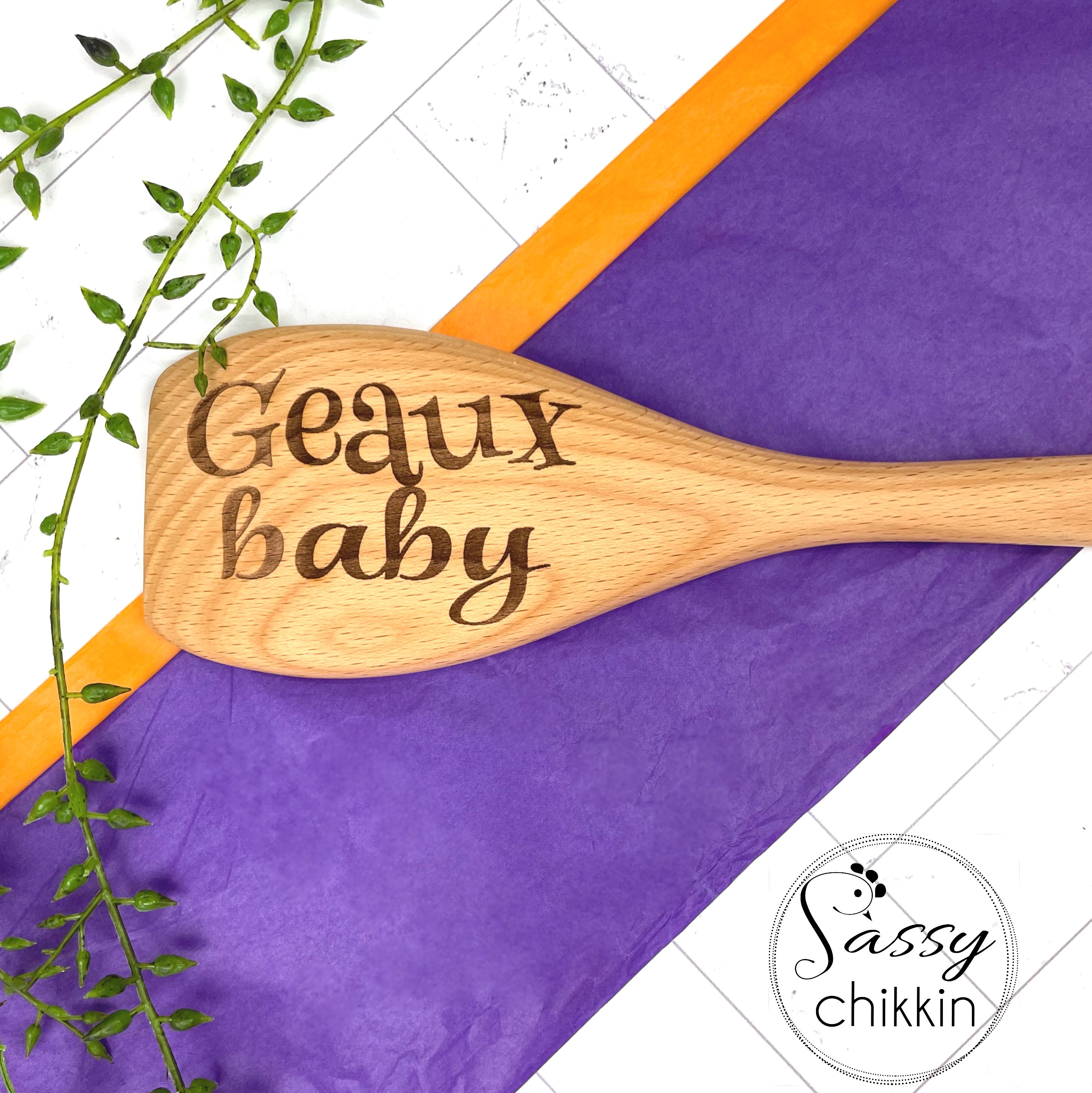 College Cheer Tailgating Spoon, College Football Wooden Spoon, Geaux, Roll, Woo image 1
