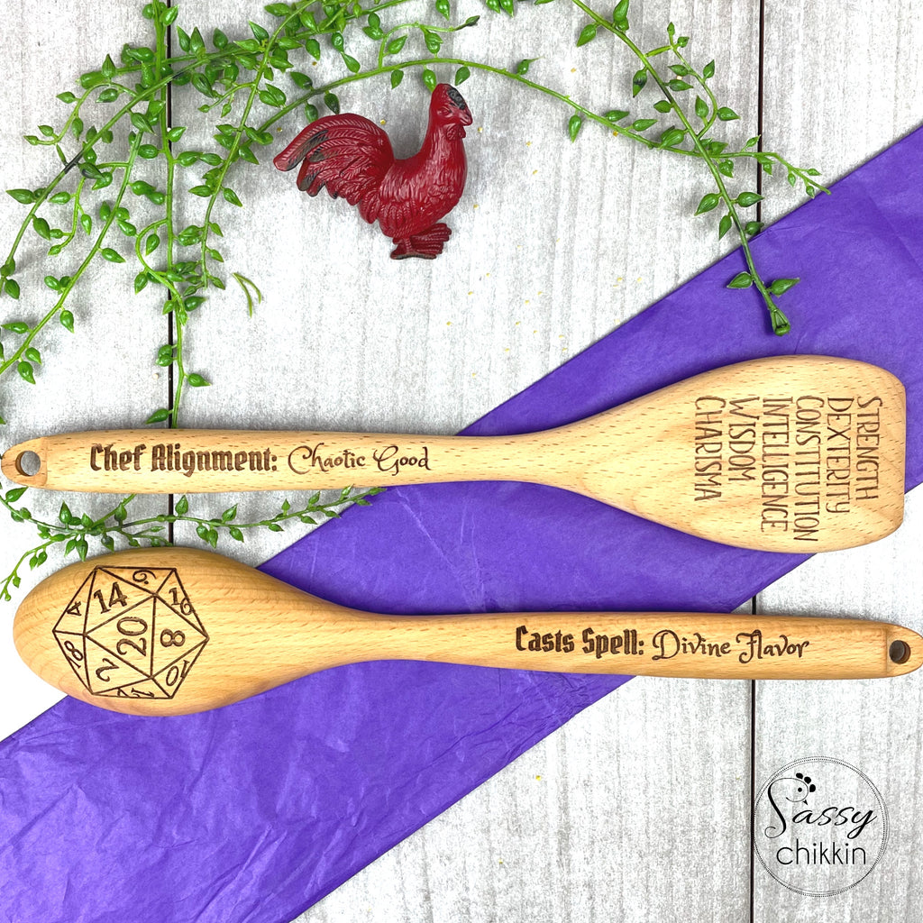 Dungeons and Dragons personalized wooden spoon wedding gift housewarming D20 DnD image 1