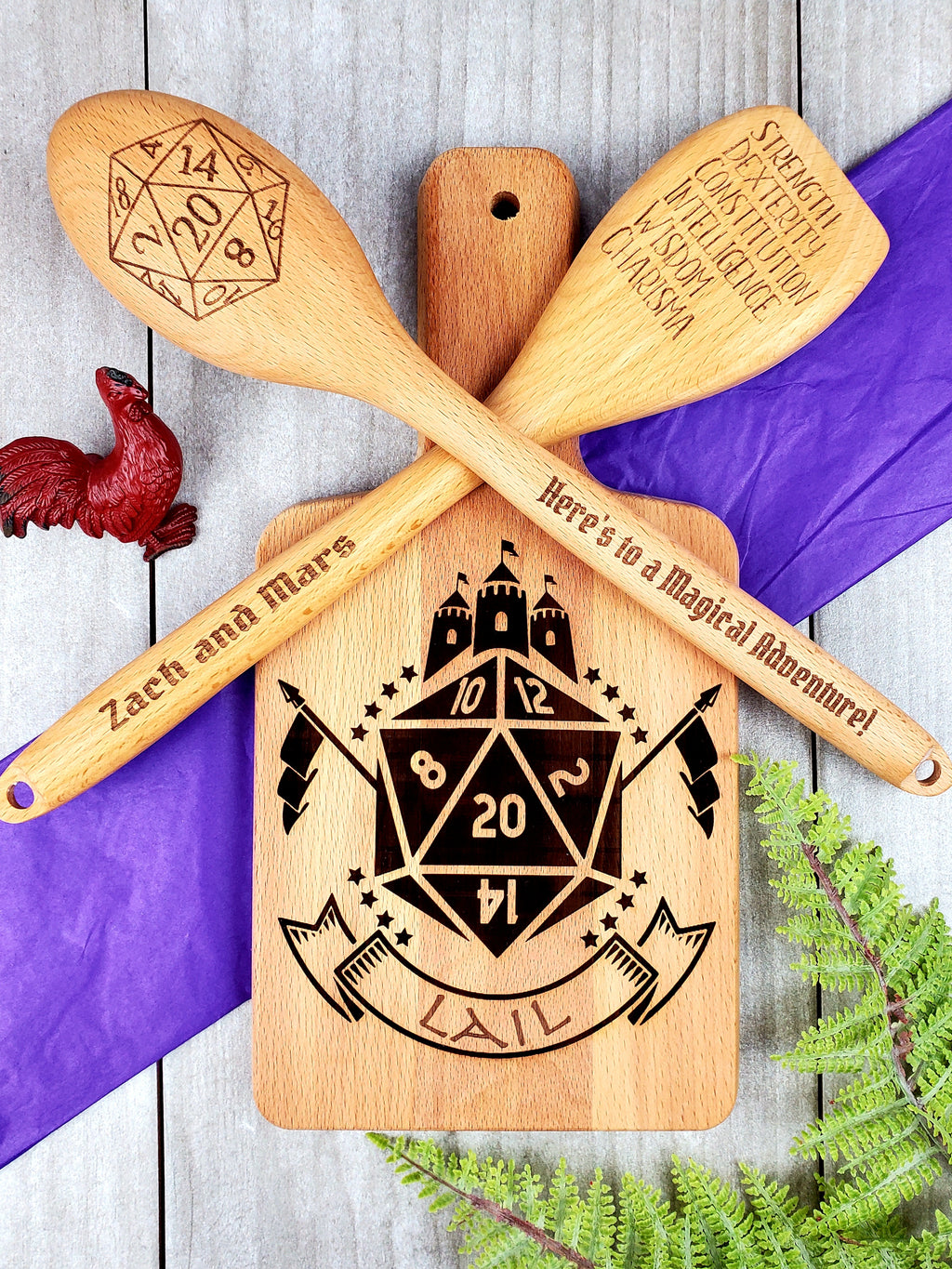 Dungeons and Dragons personalized wooden spoon wedding gift housewarming D20 DnD image 2