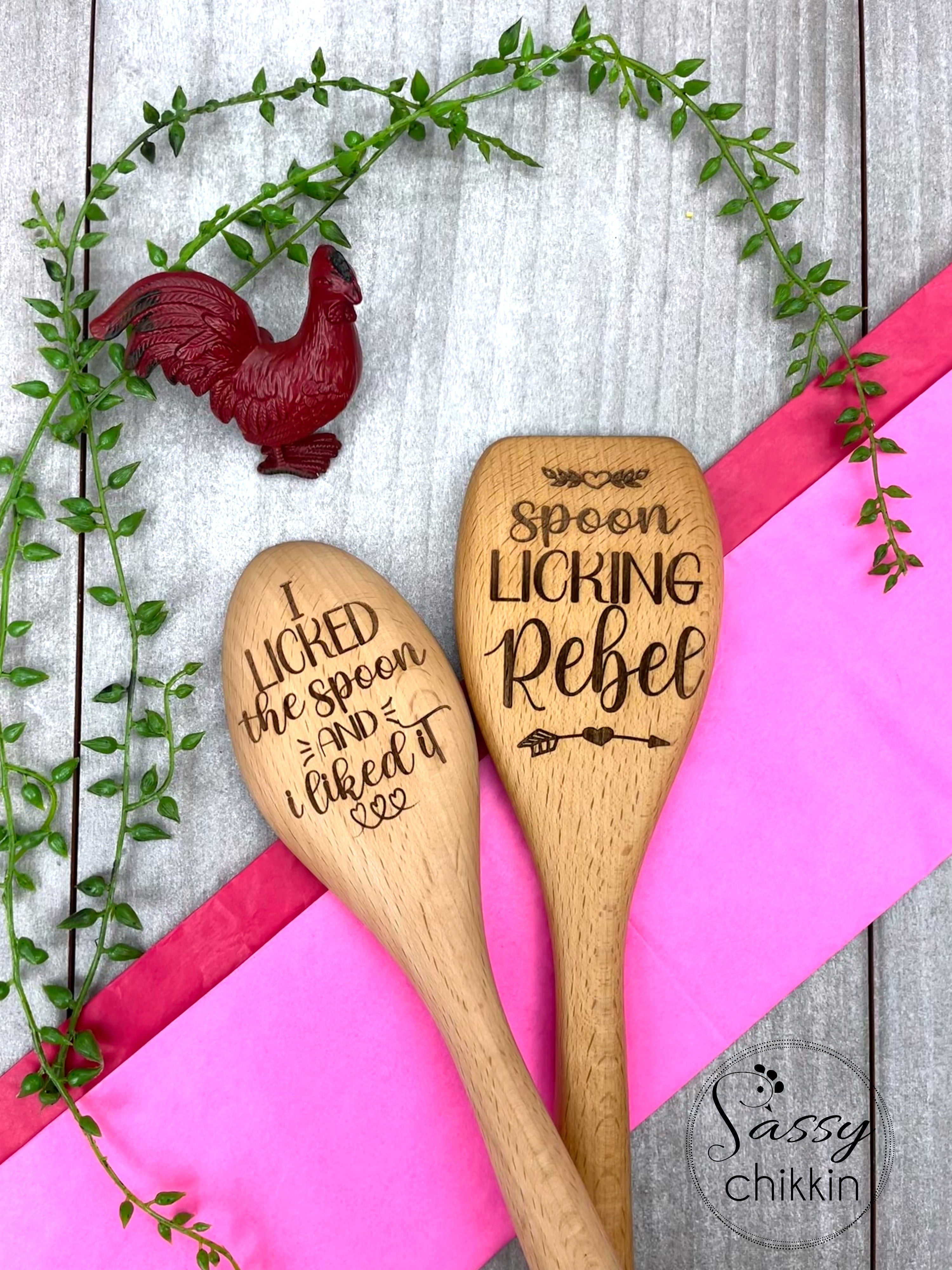 Spoon Licker Rebel set of two Wooden Spoons, I Licked the Spoon and I Liked It image 0