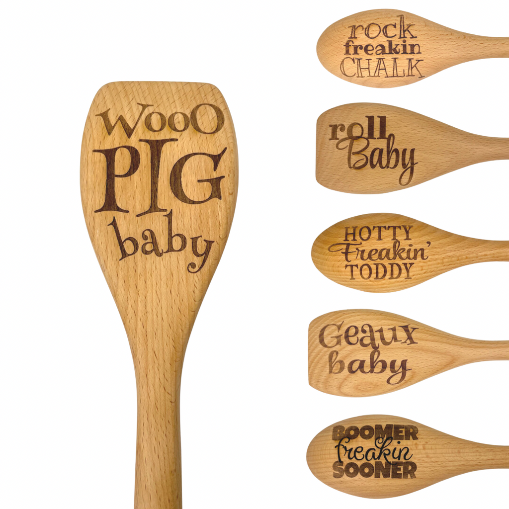 College Cheer Tailgating Spoon, College Football Wooden Spoon, Geaux, Roll, Woo image 2