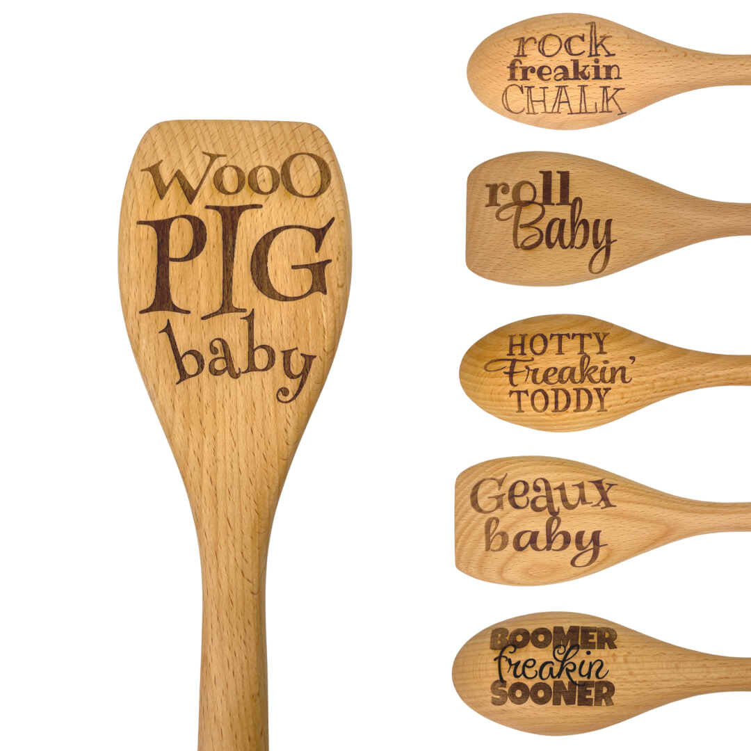 College Cheer Tailgating Spoon, College Football Wooden Spoon, Geaux, Roll, Woo image 2