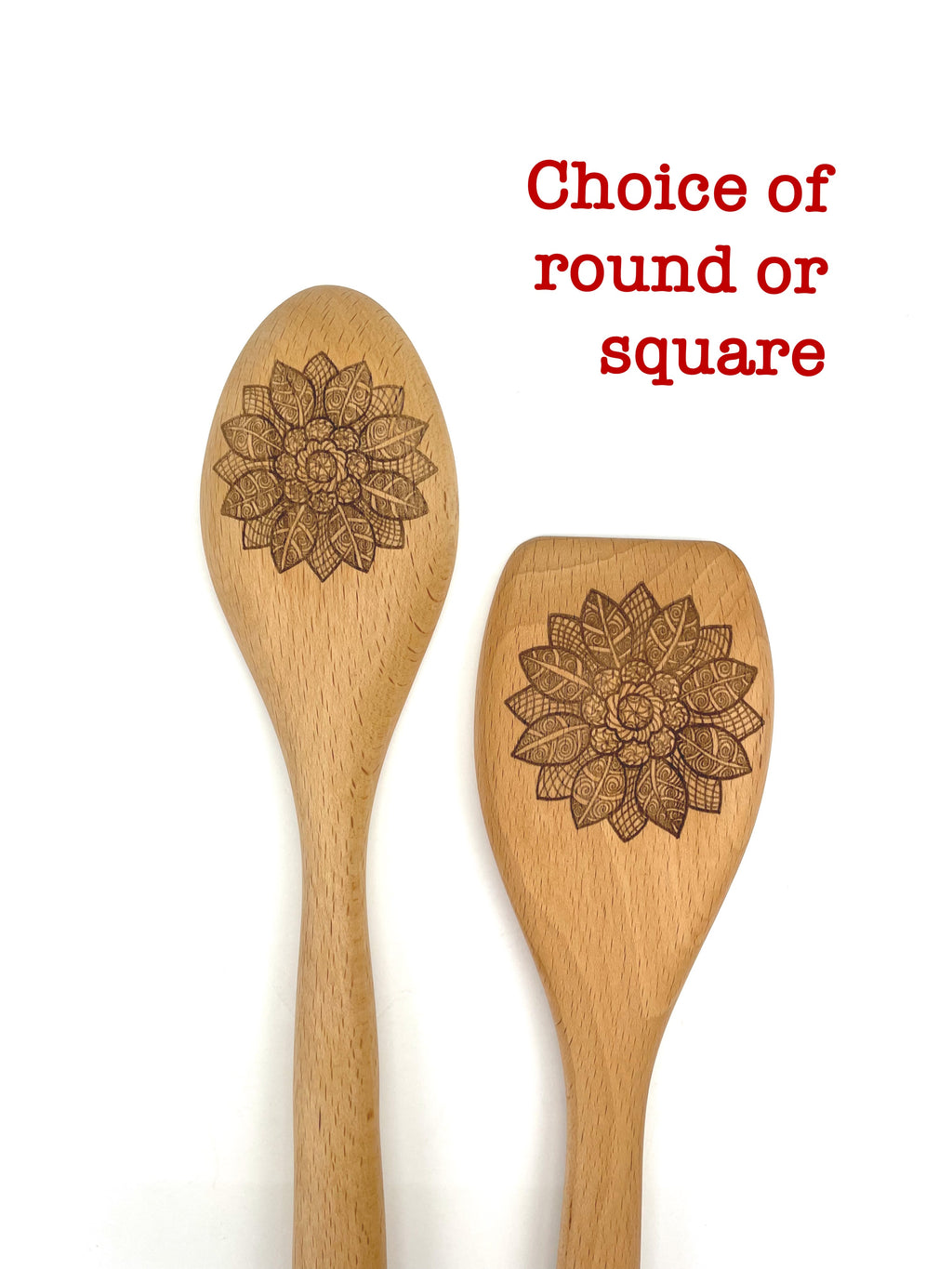 Sunflower Mandala Wooden Spoon, Pretty Floral Kitchen Decor, Choice of style  image 3