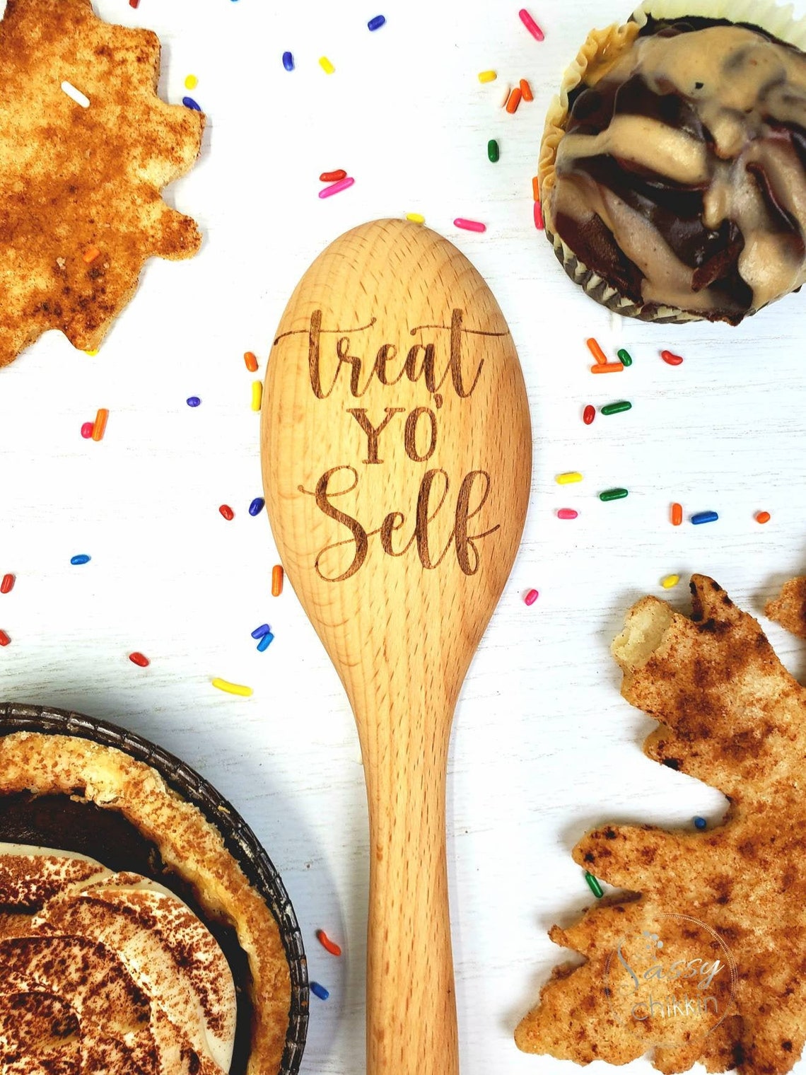 Treat Yo Self funny birthday gift spoon for indulgent baking image 1