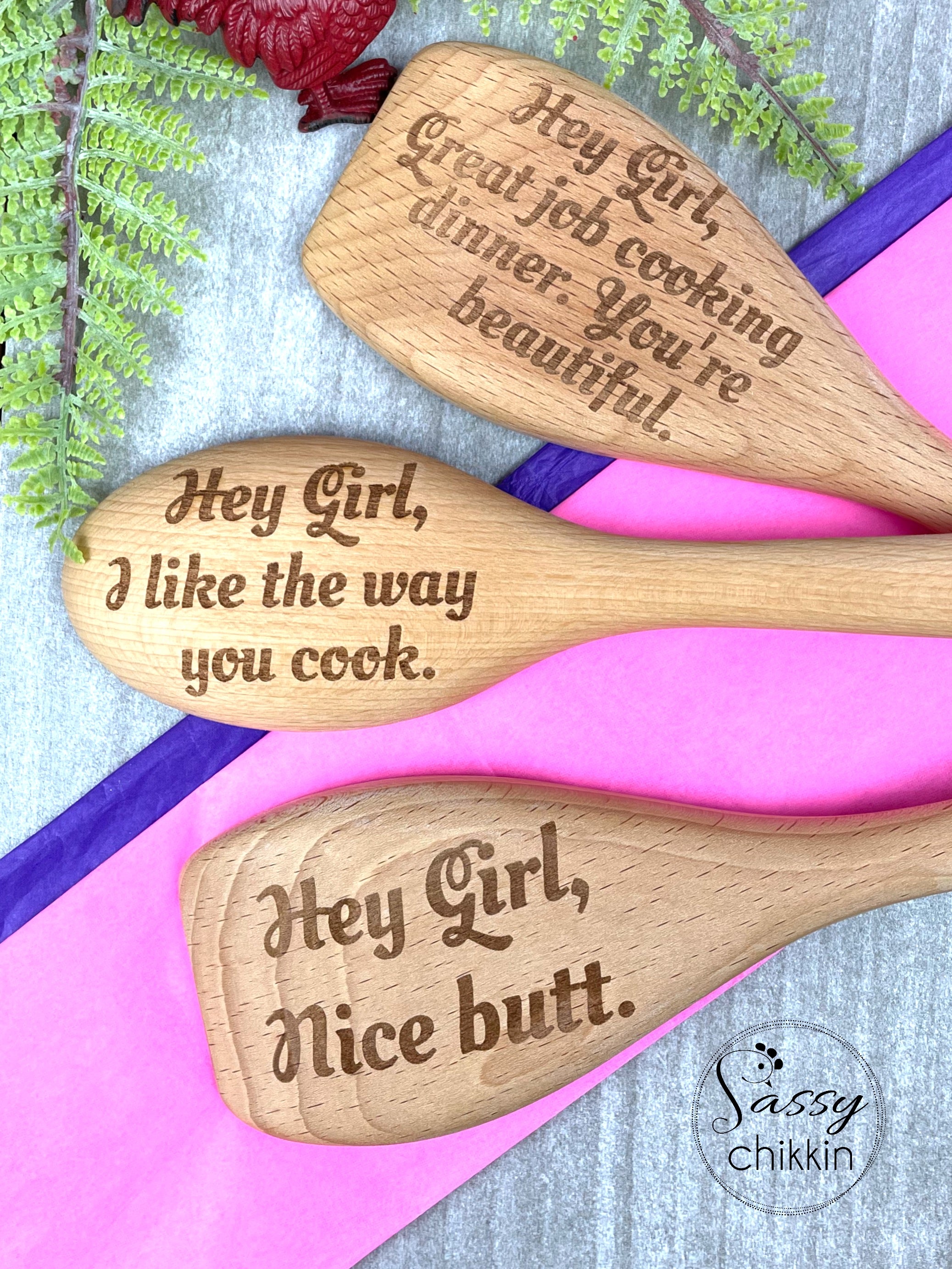 Hey Girl Nice Butt flirty funny wooden spoon for girlfriend, mom, kids, spanking image 1
