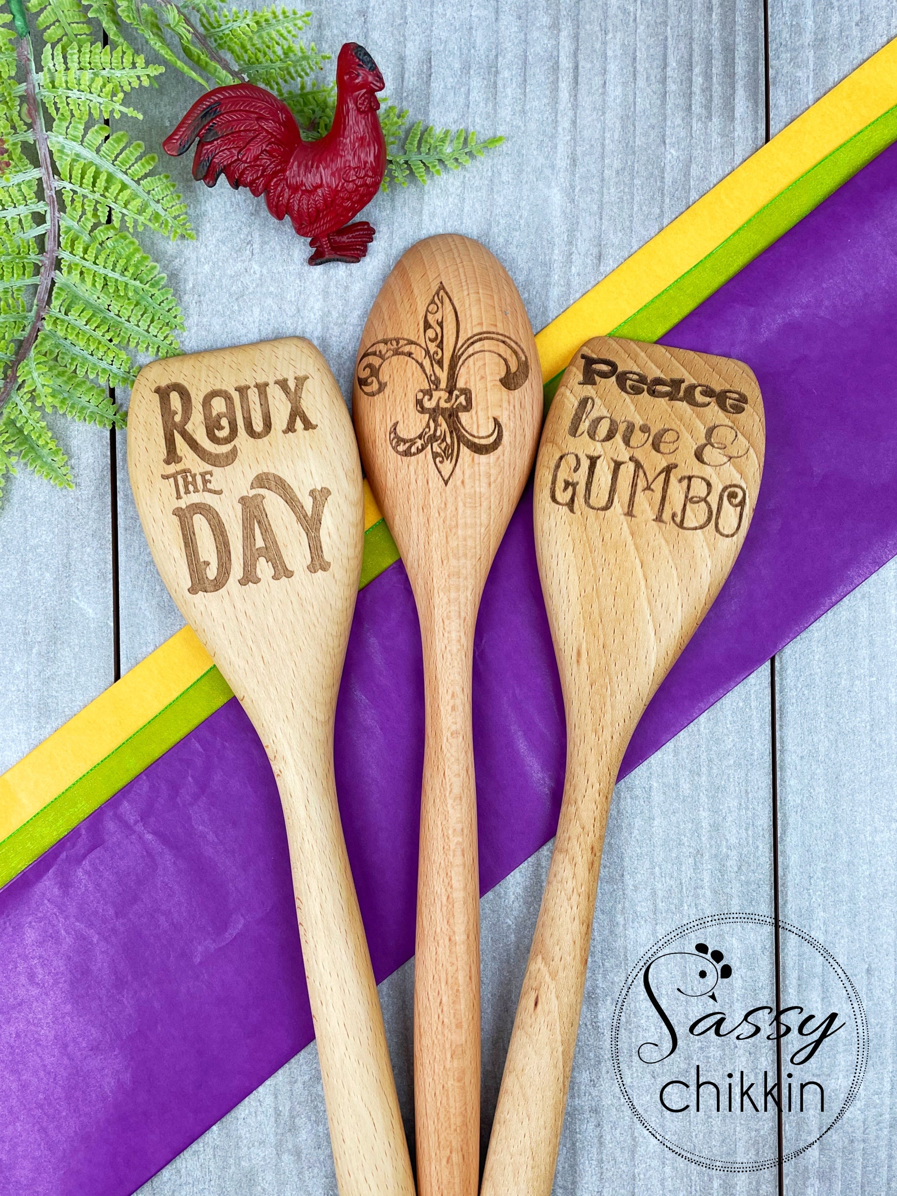 Choice of French Country kitchen wooden spoon set New Orleans Louisiana gift set image 0
