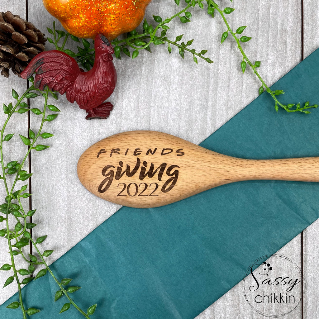 Friendsgiving Friends Wooden Spoon, Thanksgiving host gift image 1