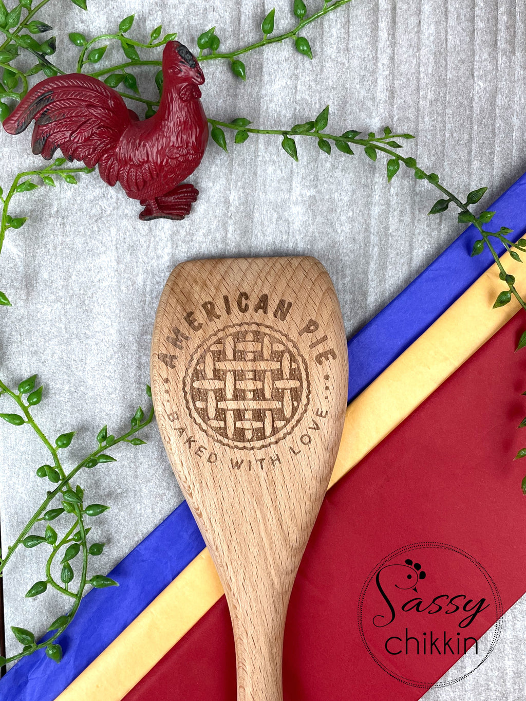 American Pie Baking Spoon, Laser Engraved Wooden Spoon for Grandma image 1