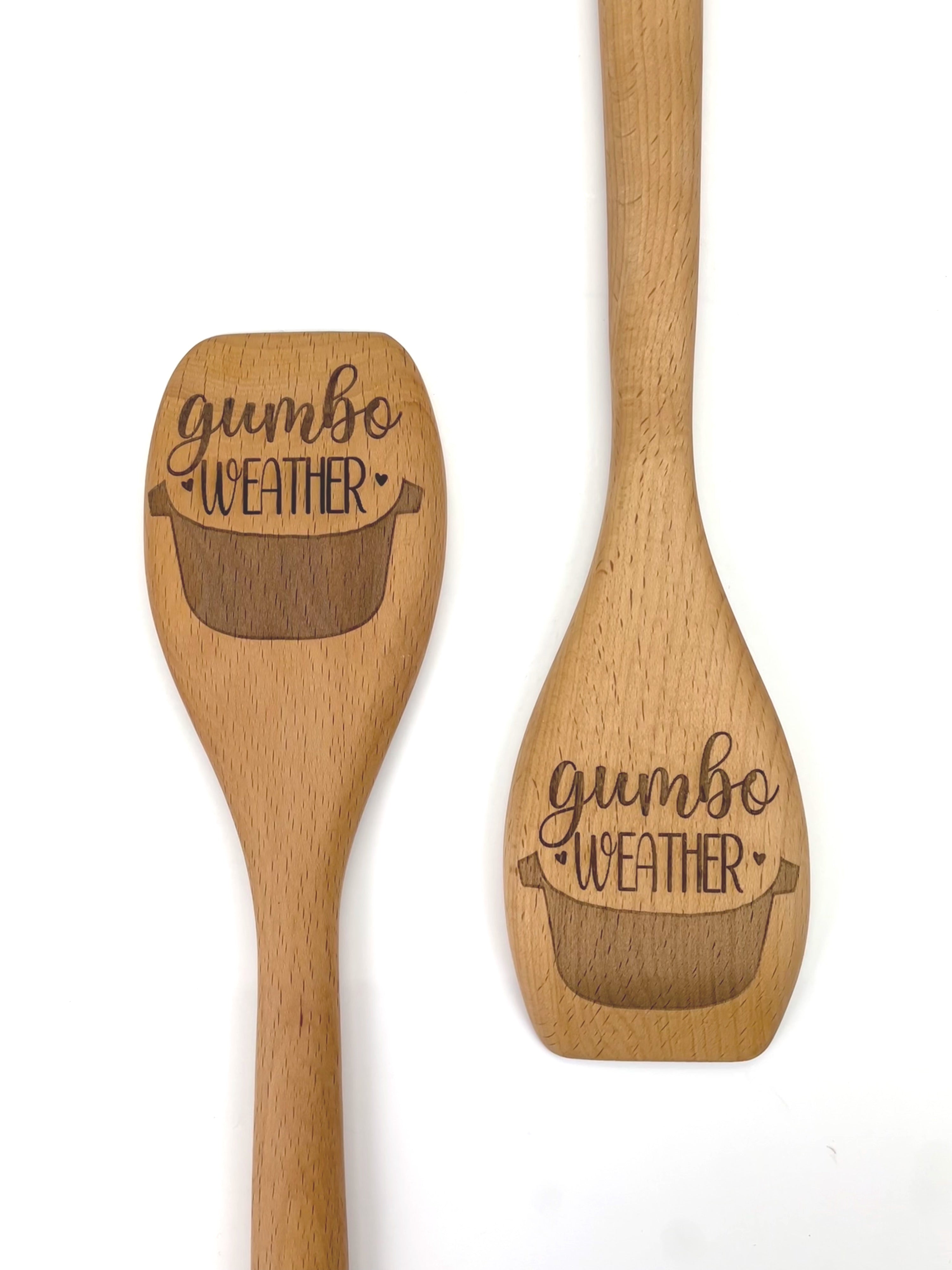 Gumbo Weather Wooden Roux Spoon, Cajun Cooking Utensil & Towel Set, Cajun Gift image 2