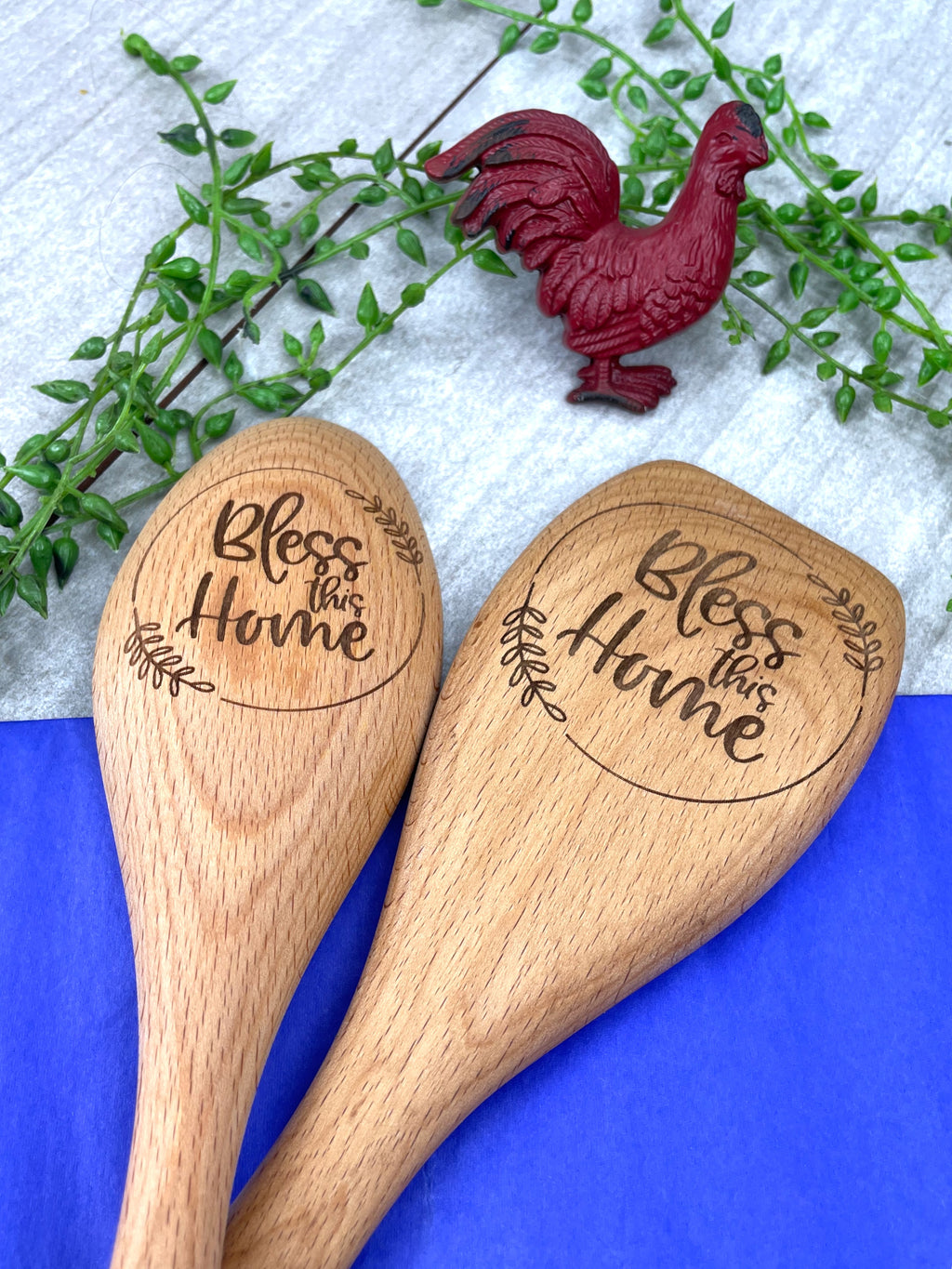 Bless This Home Wooden Spoon, Choice of Round or Square, HousewarmingGift image 1