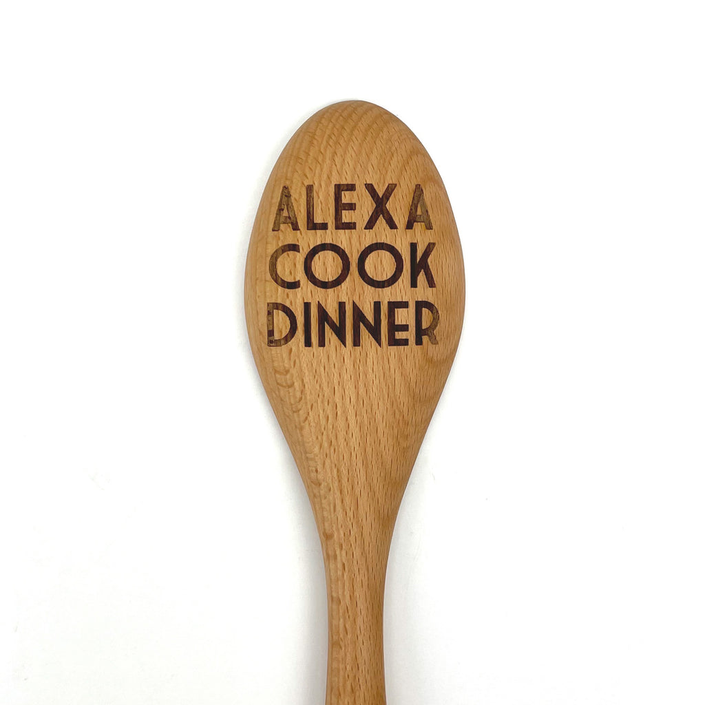 Alexa Cook Dinner Wooden Spoon, Funny Cooking Utensil, Laser Engraved Gift image 2