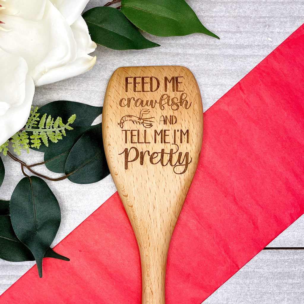 Feed Me Crawfish and Tell Me I’m Pretty Wooden Cooking Spoon, Cajun Roux Spoon image 0