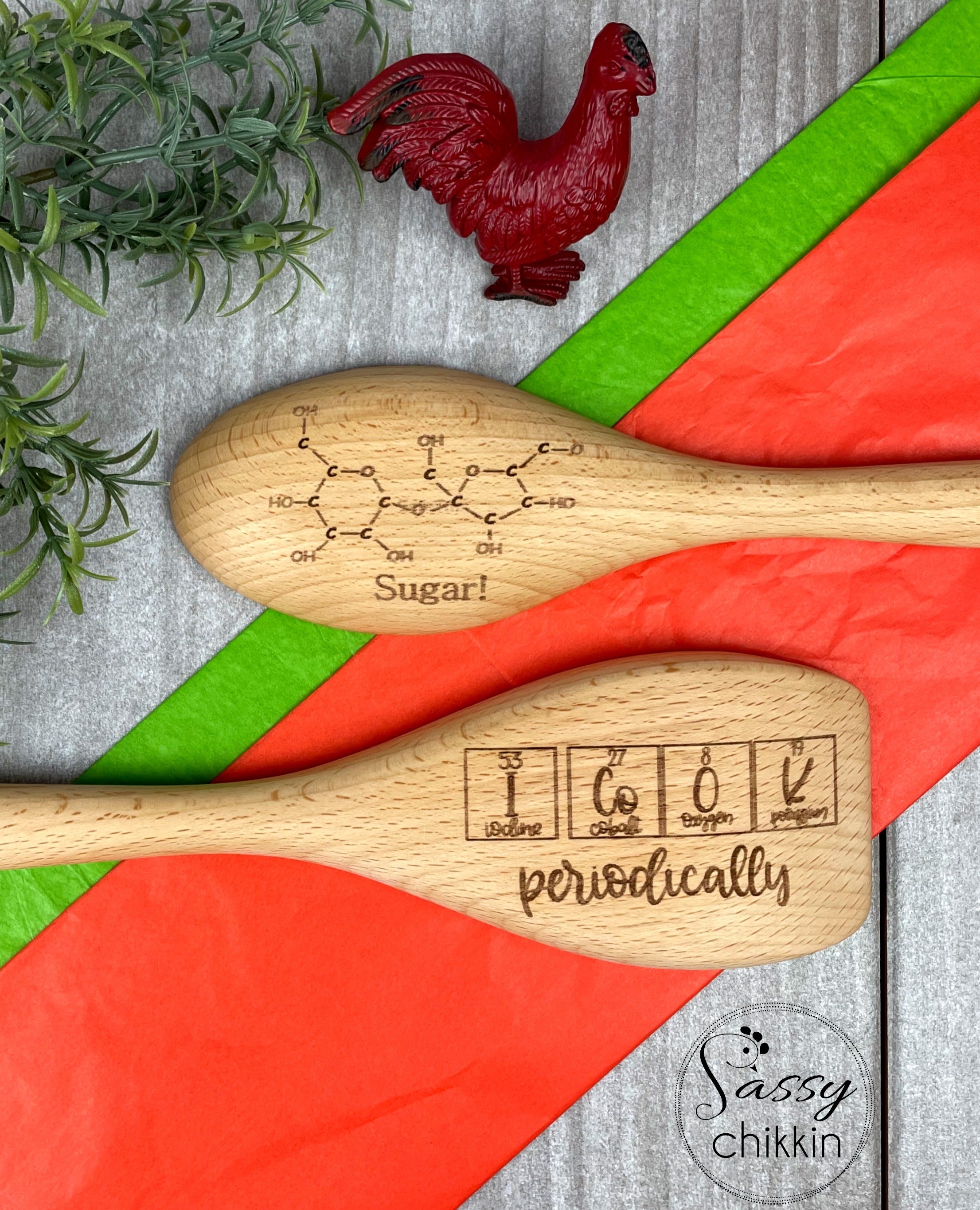 Science Wooden Spoons Chemistry Sugar Molecule Periodic Table Teacher Gift image 0