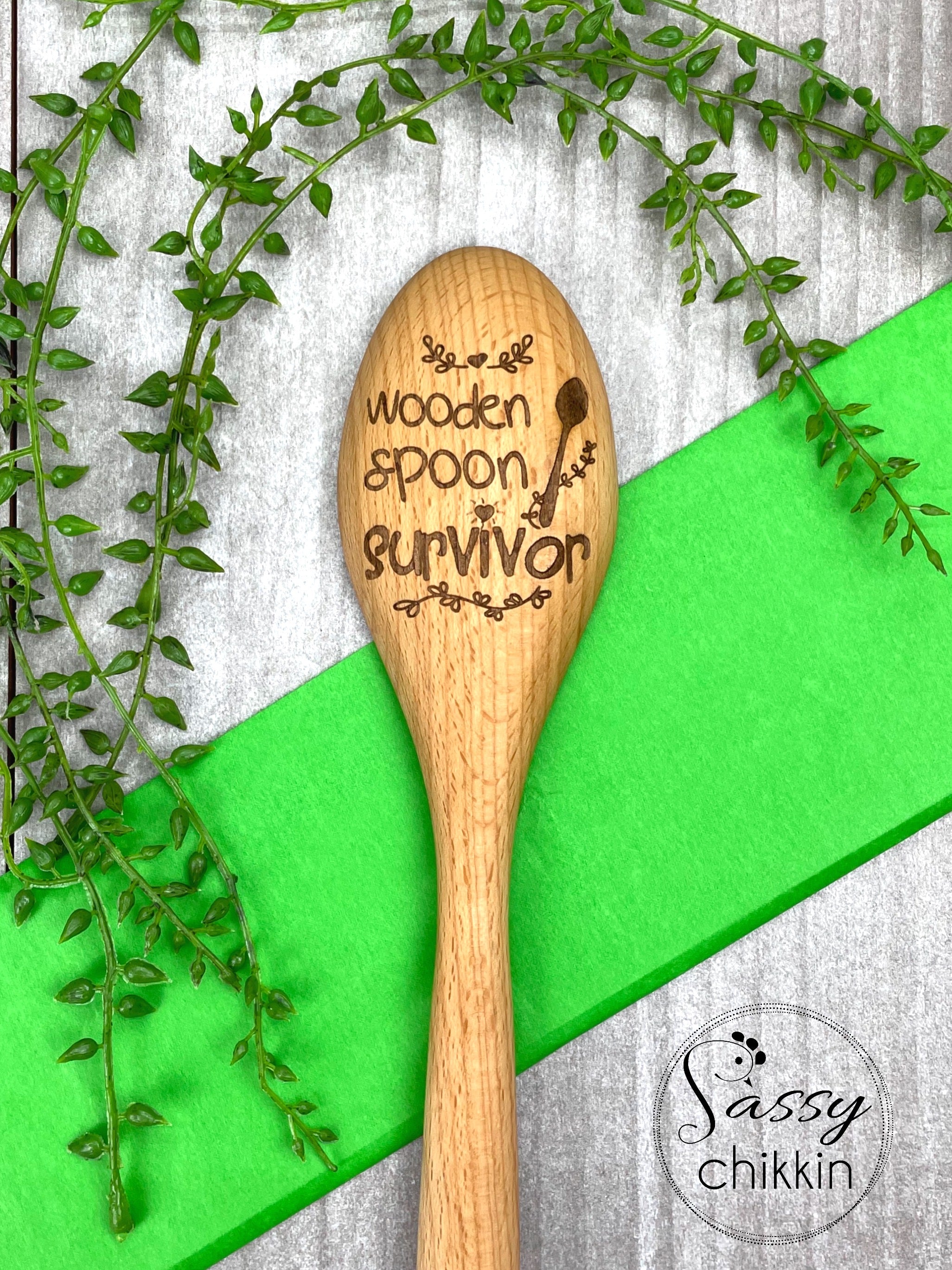 Wooden Spoon Survivor, Funny Wooden Spoon, Gag Gift for Mom, Prank Wooden Spoon image 0