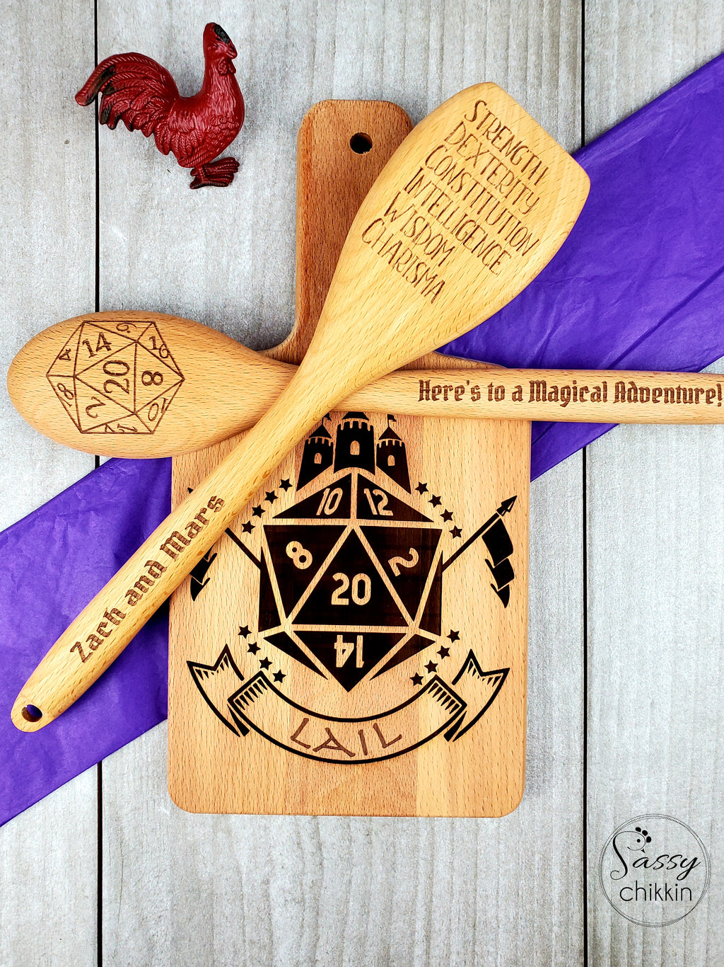 Personalized Dungeons & Dragons Cutting Board, DnD Dice Bread Board, Nerdy Gift image 1