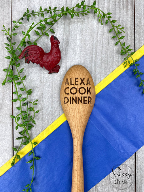 Alexa Do the Dishes Alexa Cook Dinner Set, Set of 2 Wooden Spoons, Funny Gift image 1