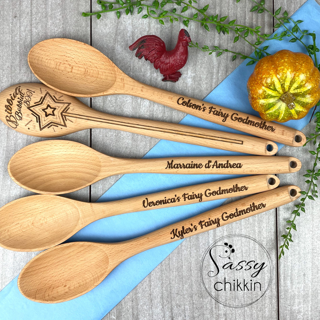 Fairy Godmother Proposal Wooden Spoon and Towel Set, Personalization Available image 3