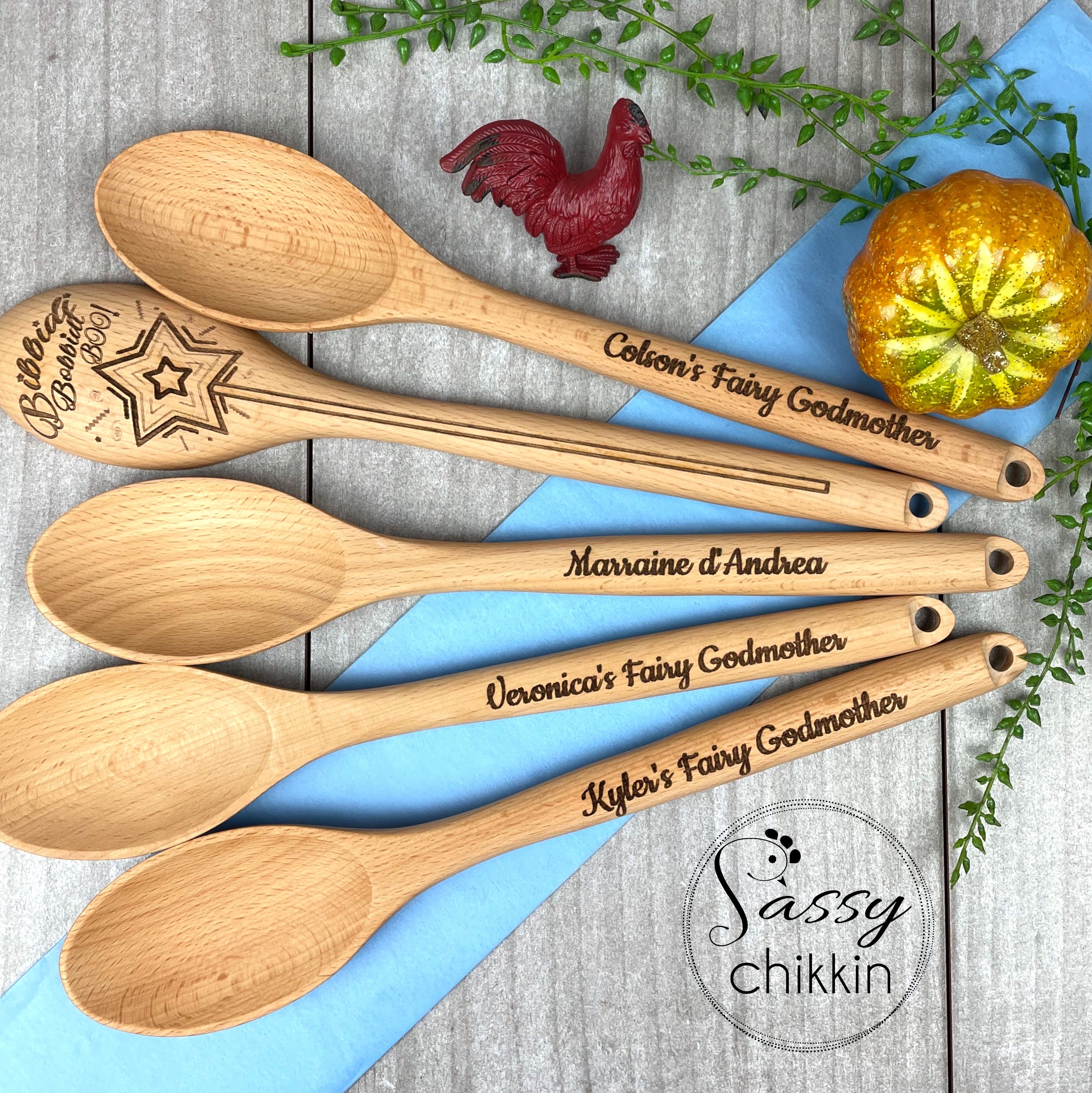 Fairy Godmother Proposal Wooden Spoon and Towel Set, Personalization Available image 3