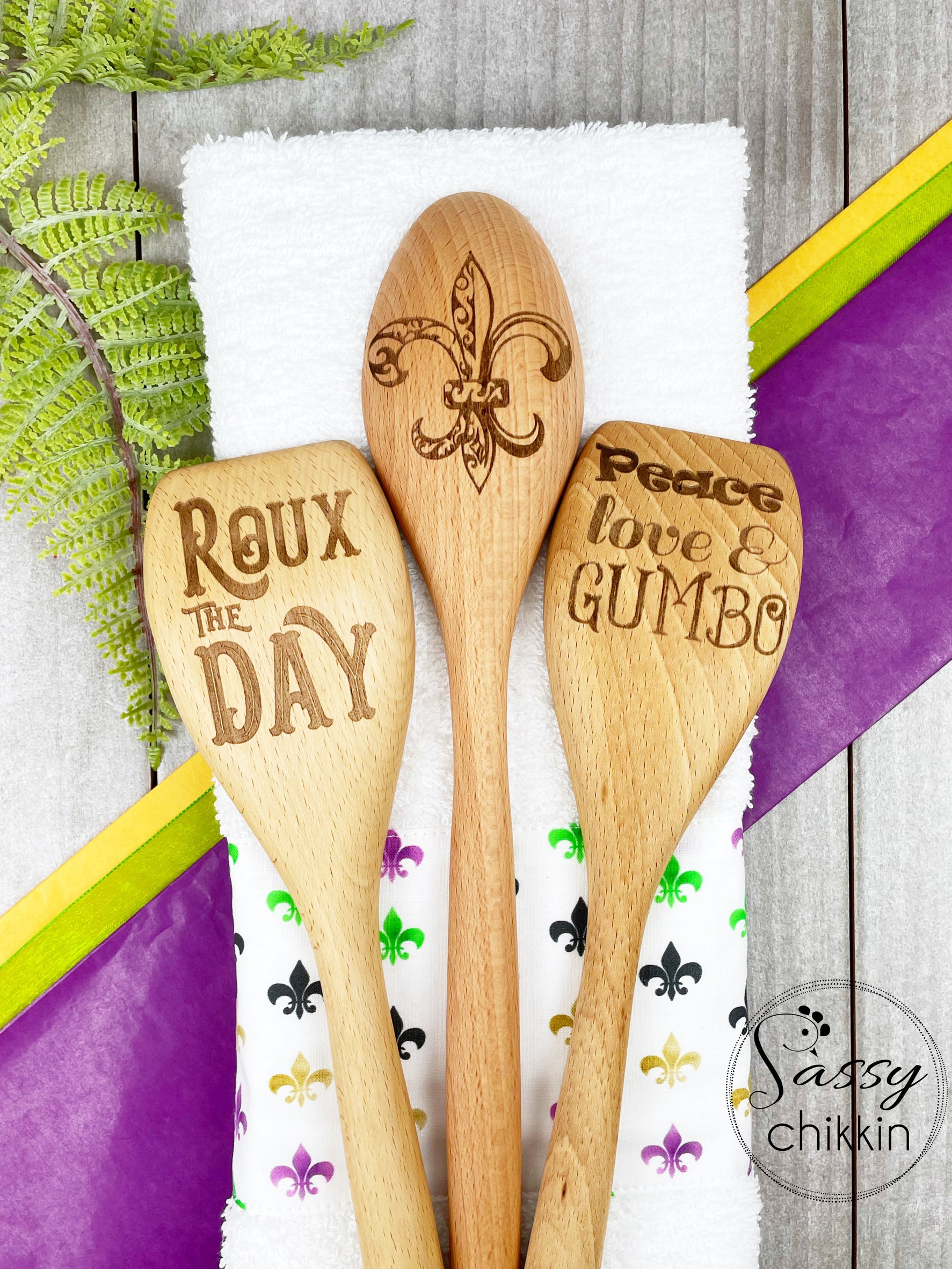 Choice of French Country kitchen wooden spoon set New Orleans Louisiana gift set image 1