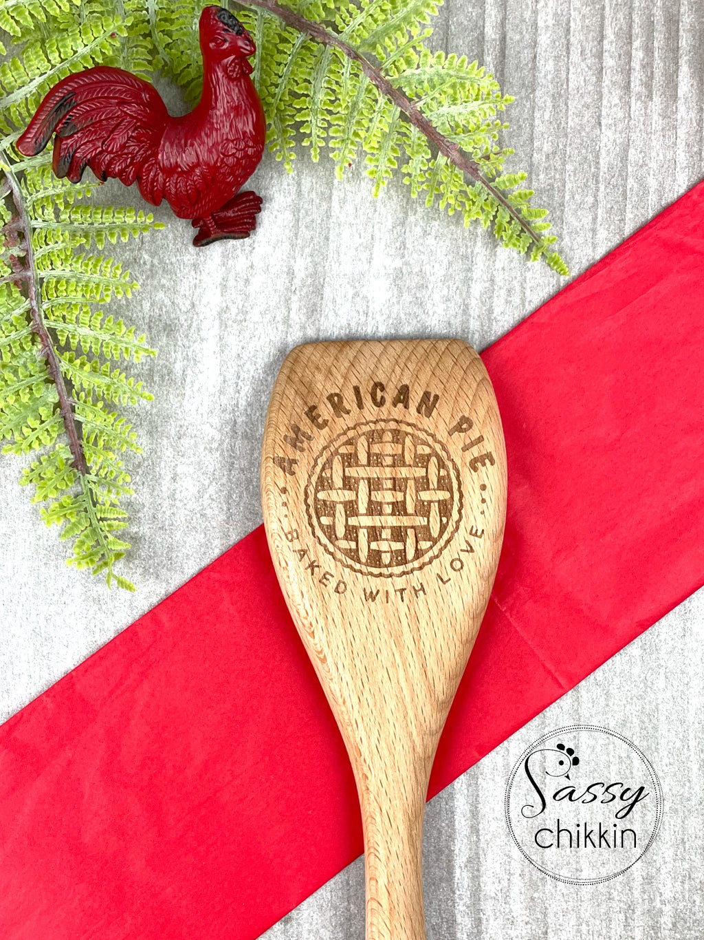 American Pie Baked with Love Baking wooden spoon for mom or grandma competition image 1
